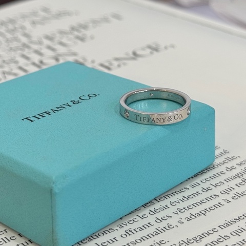 Tiffany&Co. 鉑金鑲鑽戒指 3PD PT950/5.3G #16