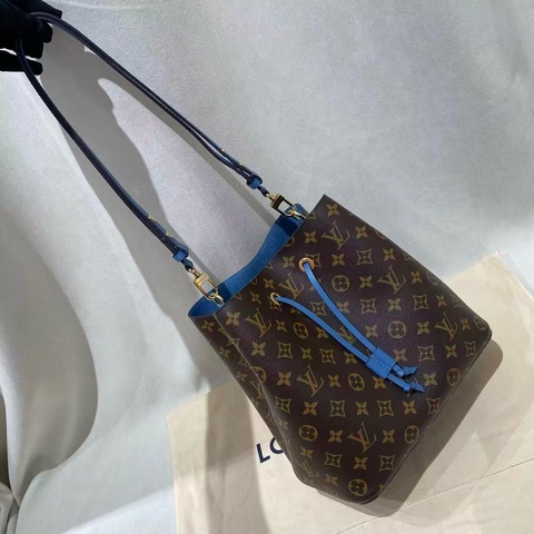 LV路易威登老花水桶包藍色