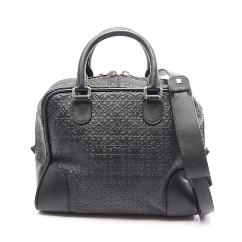 LOEWE Amazona 75 Repeat Anagram 肩挎斜背包，黑色皮革，二手