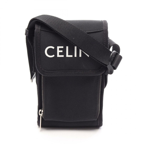 CELINE Trekking 手機包肩斜背包 10K032EIY 帆布黑色 二手