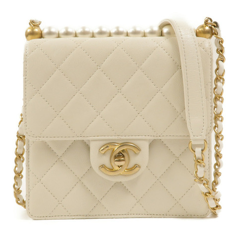 CHANEL 牛皮皮革Chic Pearl Flap Bag鏈帶肩背袋