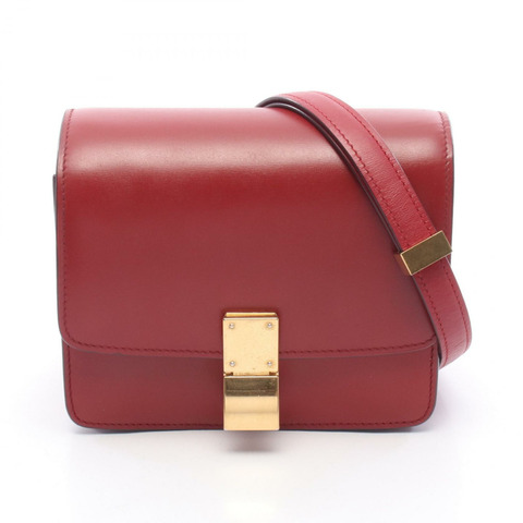 CELINE Classic Box 小號肩斜背包，紅色皮革，二手女款