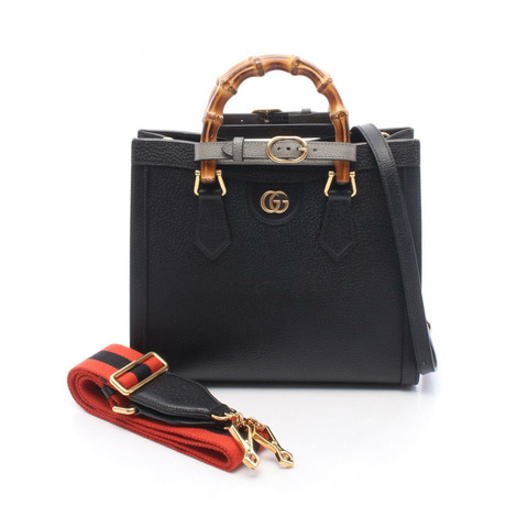 GUCCI Diana 小號肩斜背包 702721 黑色皮革 二手 女士