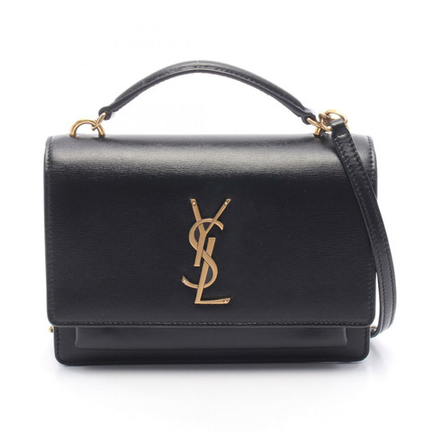SAINT LAURENT PARIS SUNSET 斜背單肩手提包 533026 黑色皮革 二手