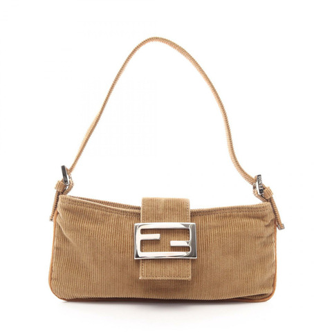 FENDI Mamma 水桶肩背包 燈芯絨卡其色 SHW 二手女款
