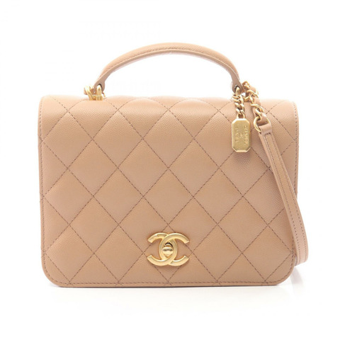 香奈兒 (CHANEL) 絎縫鏈條斜背包 AS4286 小牛皮 米色 金色五金