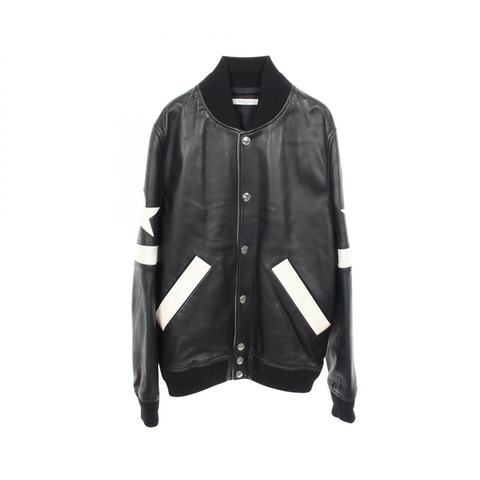 紀梵希 (GIVENCHY) 星形貼片 Stajan Blouson #46 BM00066003 皮革羊毛尼龍 黑色 二手
