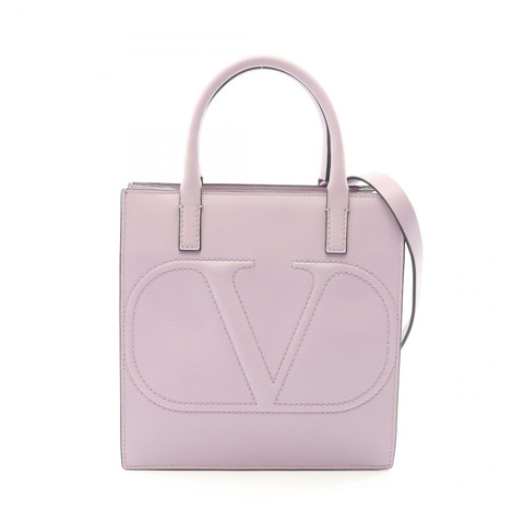 Valentino Garavani V Logo Walk 小號肩斜背包，紫色皮革