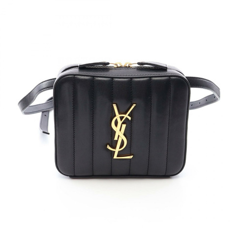 SAINT LAURENT PARIS Vickie 腰帶臀包 皮革 黑色 二手 女士