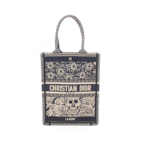 Christian Dior BOOK TOTE 豎款 LA MORT 手提包 帆布 海軍藍 米色 二手 女士