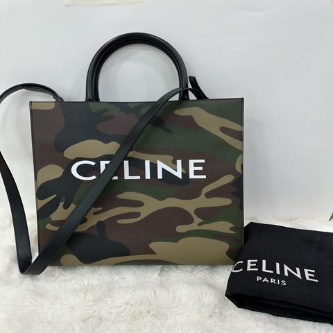 Celine Vertical Cabas tote 迷彩軍綠色托特包，尺寸：32x*35 *8