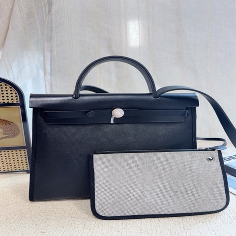 愛馬仕Hermes  Herbag Zip Zip 31 黑色銀扣