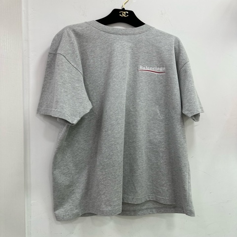 Balenciaga 巴黎世家 可樂刺繡logo字母 短袖 T恤 螺紋領口 灰色 男款 XS碼