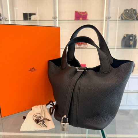 HERMÉS Picotin 18cm黑色銀釦Z刻