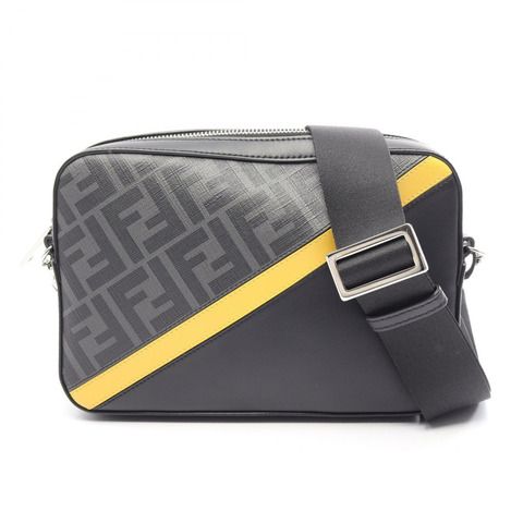 FENDI 斜背相機包 Zucca 單肩斜背包 帆布皮革 BK 二手