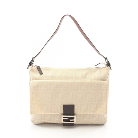 FENDI Mamma Bucket Zucca 單肩手提包，帆布皮革材質，米色/棕色，二手女款
