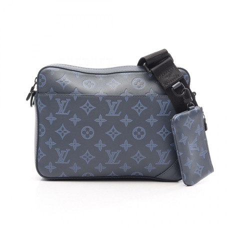 路易威登 Duo Messenger 單肩包 M45730 Monogram Shadow 皮革 二手 LV