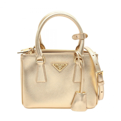 PRADA Galleria 肩背斜背包 1BA906 Saffiano 皮革 金色 二手