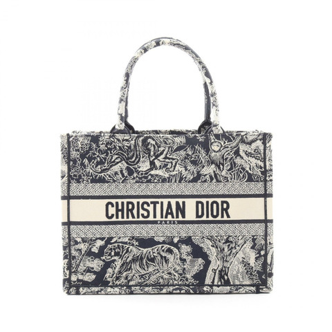 Christian Dior BOOK TOTE 中 Toile de Jouy 手袋 帆布 海軍藍 白色 二手