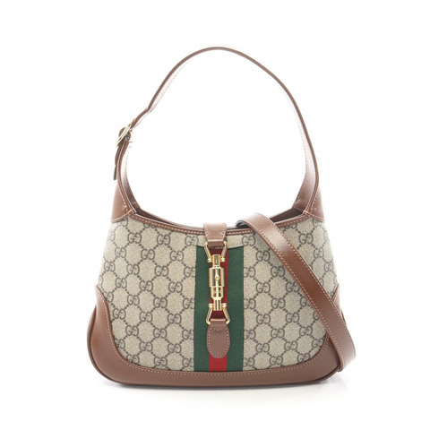 GUCCI 新款 Jackie GG Supreme 單肩手提包 636706 帆布皮革 米色 二手
