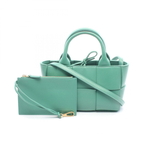 BOTTEGA VENETA Candy Arco 單肩斜背手提包，皮革材質，綠色，二手女款