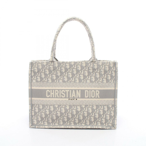 Christian Dior BOOK TOTE 中型手提包 帆布 白色 灰色 二手 女士