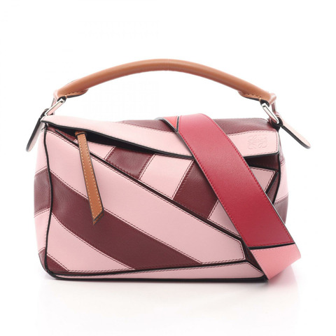 LOEWE PUZZLE SMALL 單肩手提包，皮革材質，粉紅色、酒紅色、棕色，二手女款
