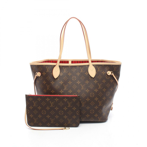 路易威登 Neverfull MM 肩背手提包 M46987 帆布皮革 棕色 櫻桃紅