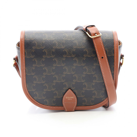 CELINE Folco 中型 Triomphe 肩斜背包 191502BZJ.04LU 帆布黑色