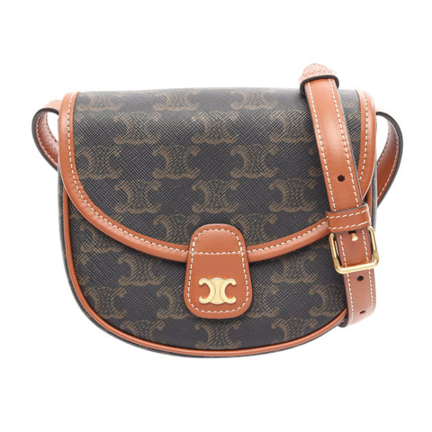 CELINE Triomphe Mini busas 單肩斜背包 196702BZJ 帆布皮革 黑色