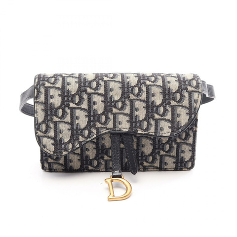 Christian Dior SADDLE Oblique Jacquard 腰包帆布皮革米色