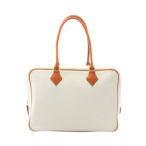 HERMES Plume 32 雙色手提包 I Taurillon Clemence Potiron 橙色 二手 GHW