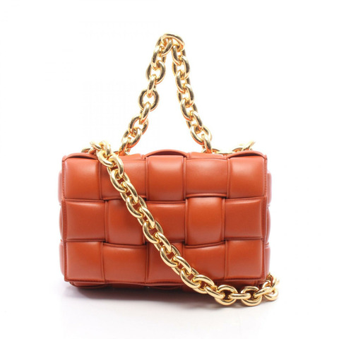 BOTTEGA VENETA The Chain Cassette 鏈條斜背包 631421 皮革 橘色 二手
