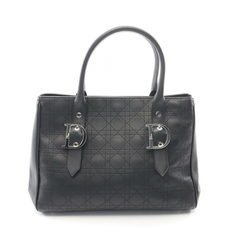 Christian Dior Canage 手提包，黑色皮革，二手女款