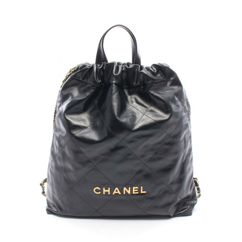 香奈兒 (CHANEL) Chanel 22 大號雙肩包 AS3313 黑色皮革 GHW 二手 女士 CC