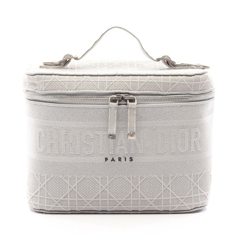 Christian Dior DIORTRAVE Vanity Cannage 帆布手提包，灰色，二手女款