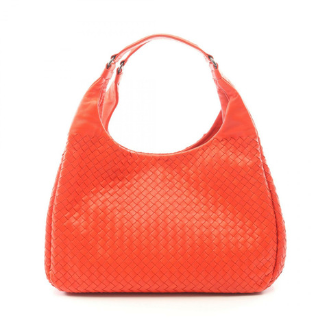BOTTEGA VENETA 大型 Campana Intrecciato 皮革單肩手提包 紅色 二手
