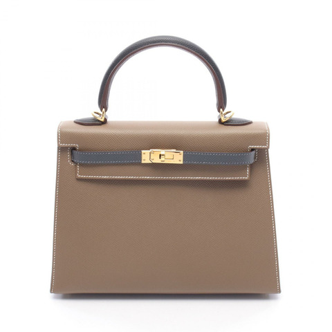 HERMES Kelly 25 三色單肩手提包 K Epsom Etoupe Ardoise GHW