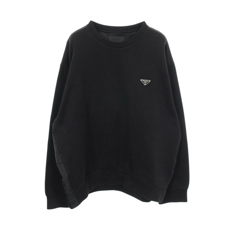 PRADA 三角形 Logo 技術棉質衛衣 #L 尼龍 黑色 二手 男款