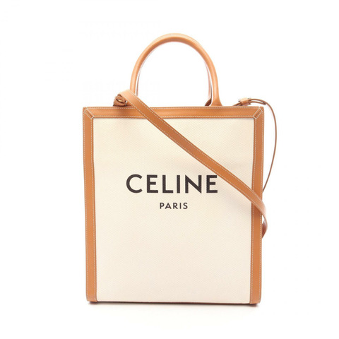 CELINE 小號筆電 Cabas 單肩斜背手提包，帆布皮革材質，二手