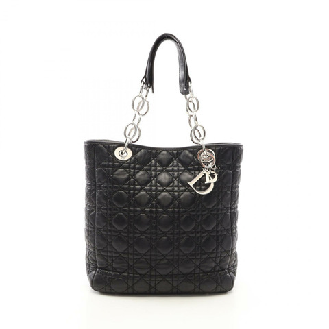 Christian Dior Canage 黑色皮革肩背手提包，二手女款