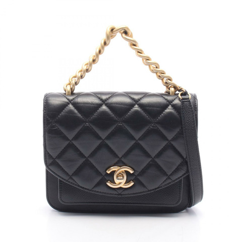 香奈兒 (CHANEL) 絎縫鏈條肩背斜背包 AS0785 羊皮 黑色 金色五金 二手
