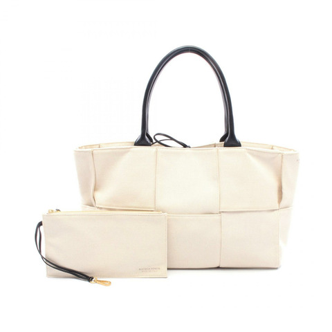 BOTTEGA VENETA Arco 中號 Maxi Intrecciato 手提包 帆布皮革 米色