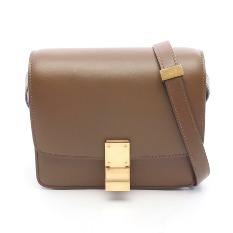CELINE 經典 Box 小號肩斜背包 棕色皮革 金色五金 二手 女士