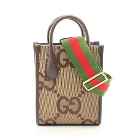 GUCCI Jumbo GG 單肩斜背包 699406 帆布皮革 米色 二手