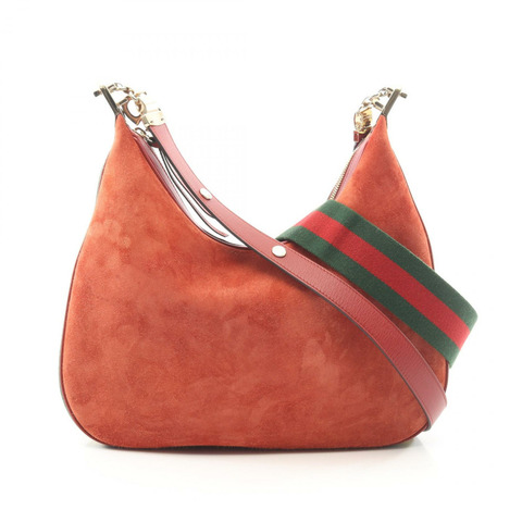 GUCCI Attache 中型斜背包 702823 麂皮 紅綠 二手