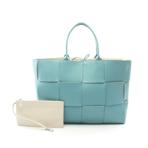 BOTTEGA VENETA THE ARCO TOTE 大號 Intrecciato 手提包 736182 皮革 藍色 二手