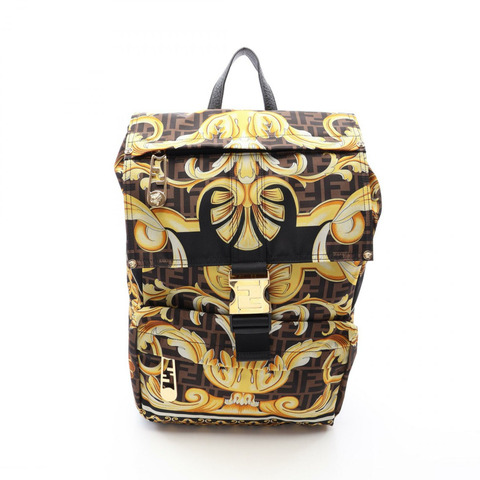 FENDI VERSACE FENDACE 雙肩包 尼龍皮革 黑色 多色 二手 男款