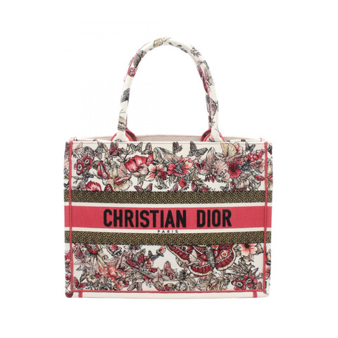 Christian Dior BOOK TOTE 中型手提包 M1296ZRHQ_M884 帆布 白色 粉紅色 二手