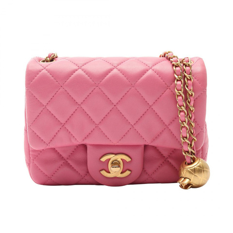 香奈兒 (CHANEL) 絎縫鏈條肩背包，粉紅色，皮革材質，二手，女士款，金色五金